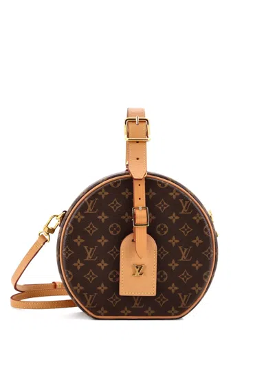 Pre-owned Louis Vuitton Petite Boite Chapeau Bag Monogram Canvas Crossbody Bag In Brown