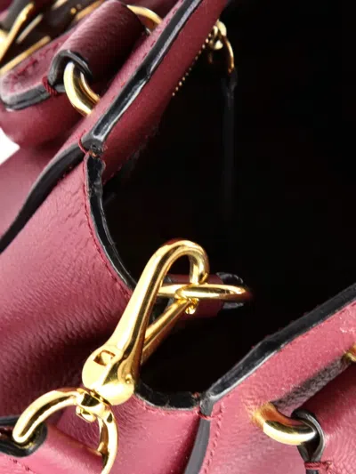 Pre-owned Burberry Buckle Leather Small Tote Bag In Red