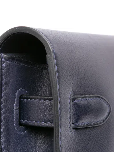 Pre-owned Hermes 2021 Evergrain Kelly Depeches Pouch 25 Clutch Bag In Blue
