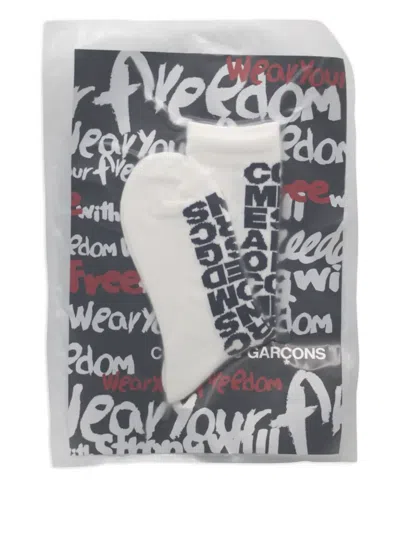 Comme Des Garçons Logo-print Socks In White