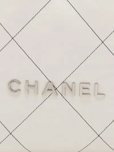 Pre-owned Chanel 2021-2025 Large Shiny Quilted Calfskin 22 Backpack In White