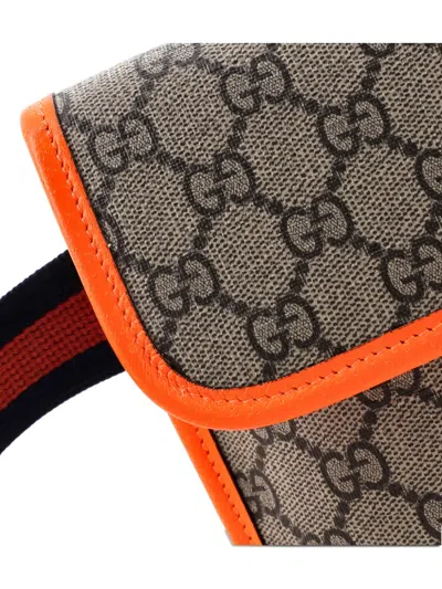 Pre-owned Gucci Ophidia Flap Gg Coated Canvas With Leather Belt Bag In Brown