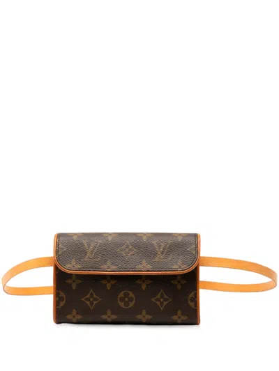 Pre-owned Louis Vuitton 2002 Monogram Pochette Florentine Belt Bag In Brown