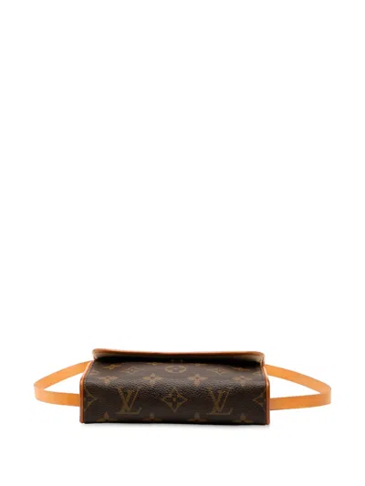 Pre-owned Louis Vuitton 2002 Monogram Pochette Florentine Belt Bag In Brown