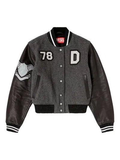 Diesel L-real-cp Phoenix-embroidered Jacket In Gray