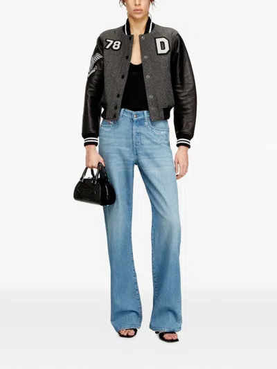 Diesel L-real-cp Phoenix-embroidered Jacket In Gray