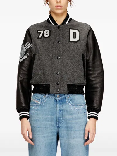 Diesel L-real-cp Phoenix-embroidered Jacket In Gray
