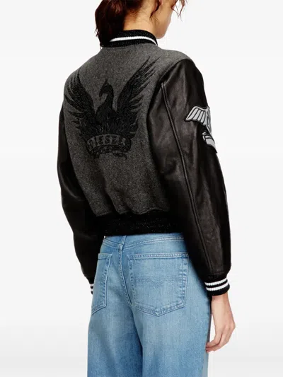 Diesel L-real-cp Phoenix-embroidered Jacket In Gray