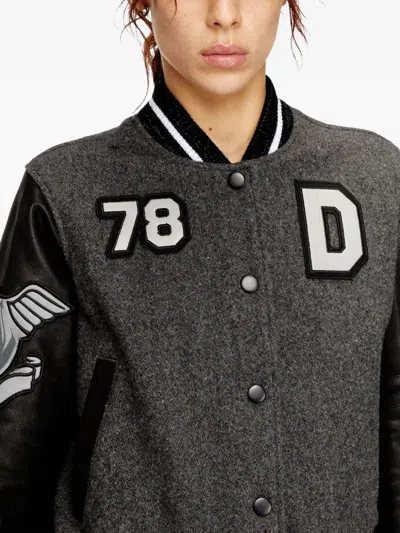 Diesel L-real-cp Phoenix-embroidered Jacket In Gray