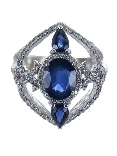 Piranesi Sapphire Diamond Ring In Silver
