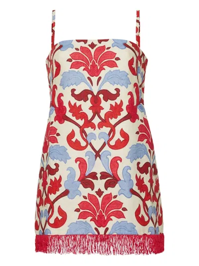 Cara Cara Valencia Floral Fringed Mini Dress In Multi