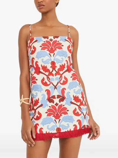 Cara Cara Valencia Floral Fringed Mini Dress In Multi