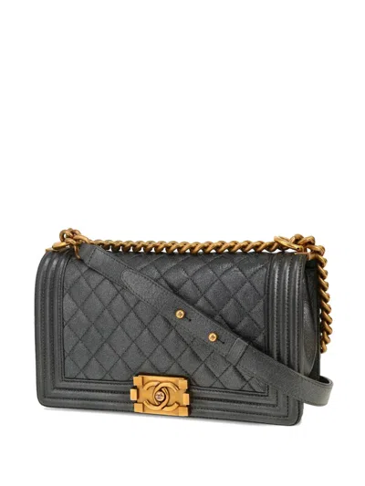 Pre-owned Chanel 2016 Boy Quilted Cross-body Bag In Gray