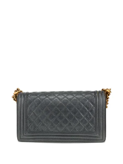 Pre-owned Chanel 2016 Boy Quilted Cross-body Bag In Gray