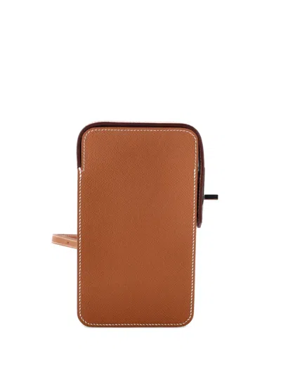 Pre-owned Hermes Hac A Box Phone Case Epsom Clutch Bag In Brown