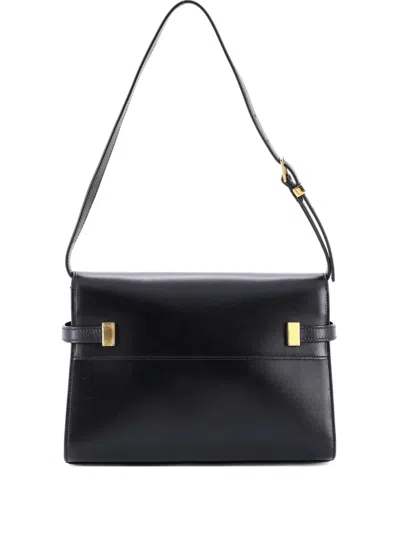 Pre-owned Saint Laurent Manhattan Leather Small Shoulder Bag In Black