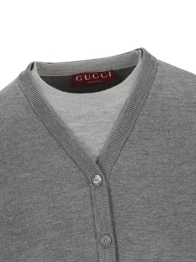 Gucci Waistcoat-effect Cardigan In Gray