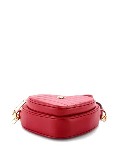 Pre-owned Gucci Interlocking G Heart Diagonal Quilted Leather Mini Shoulder Bag In Red