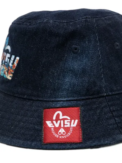 Moose Knuckles X Evisu Logo-patch Bucket Hat In Blue