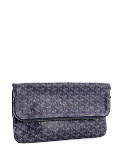 Pre-owned Goyard Saint Marie Coated Canvas Clutch Bag In Blue