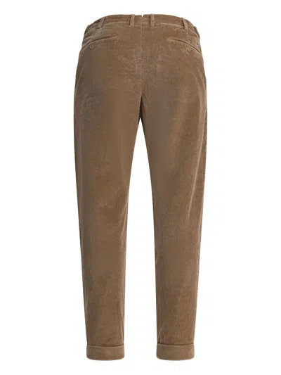 Jacob Cohen Corduroy Pleated Trousers In Brown