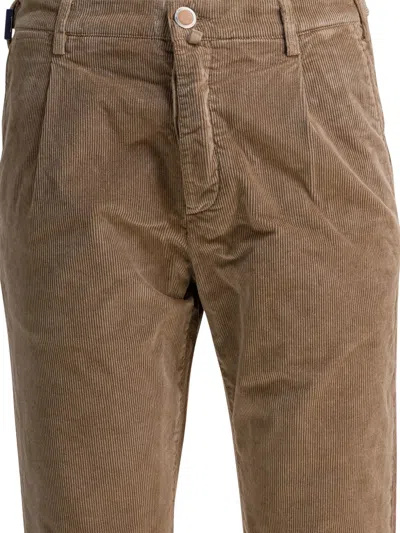 Jacob Cohen Corduroy Pleated Trousers In Brown
