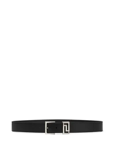 Versace Greca Buckle Belt In Black