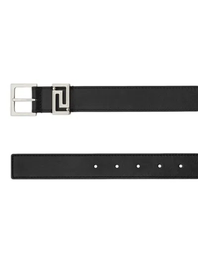 Versace Greca Buckle Belt In Black