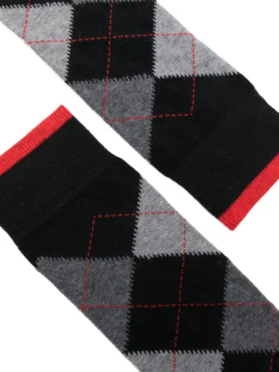 In The Box Argyle Ribbed Socks In Black