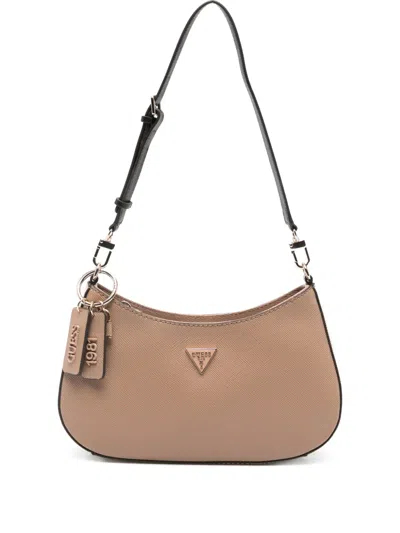 Guess Usa Noelle Logo-plaque Shoulder Bag In Brown