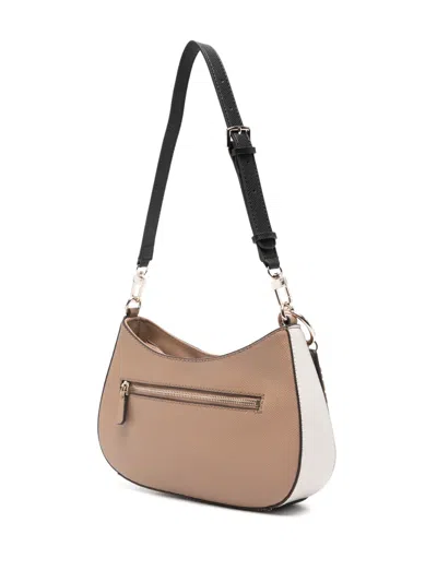 Guess Usa Noelle Logo-plaque Shoulder Bag In Brown