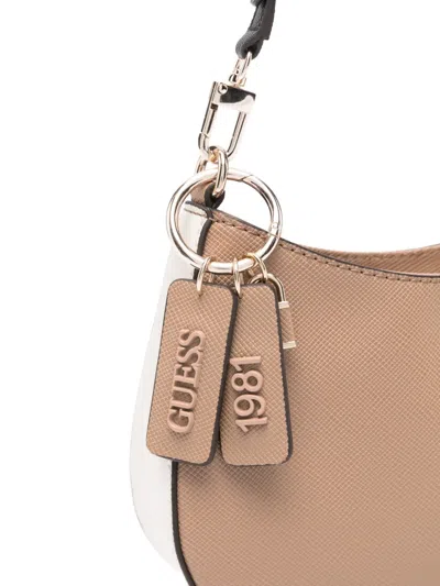 Guess Usa Noelle Logo-plaque Shoulder Bag In Brown
