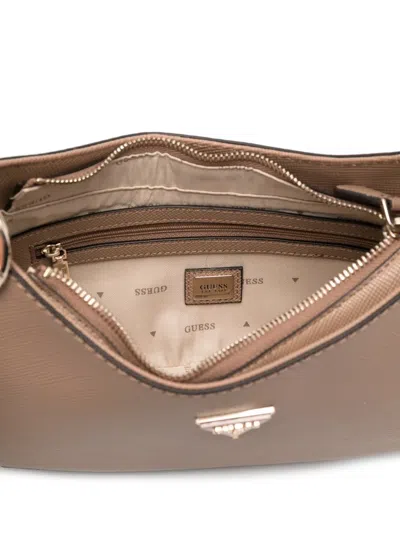 Guess Usa Noelle Logo-plaque Shoulder Bag In Brown