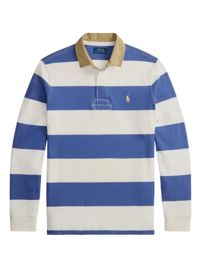 Polo Ralph Lauren Striped-pattern Long-sleeve Polo Shirt In Blue