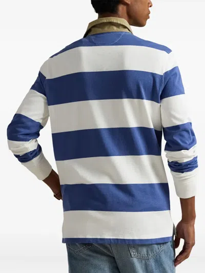 Polo Ralph Lauren Striped-pattern Long-sleeve Polo Shirt In Blue
