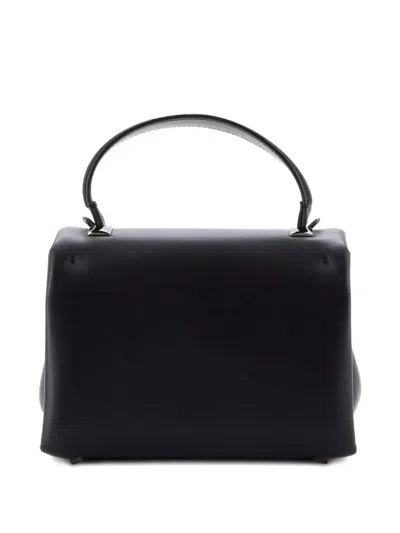 Pre-owned Valentino Garavani One Stud Top Handle Flap Bag Leather Mini Shoulder Bag In Black