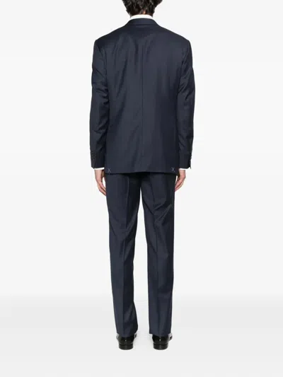 Canali Checked Two-button Suit In Blue