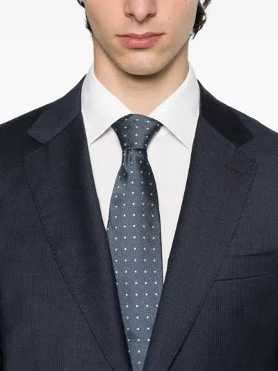 Canali Checked Two-button Suit In Blue