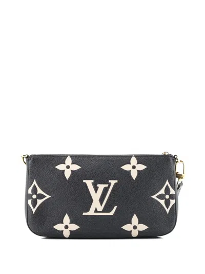 Pre-owned Louis Vuitton Multi Pochette Accessoires Bicolor Monogram Empreinte Giant Large Pouch In Black