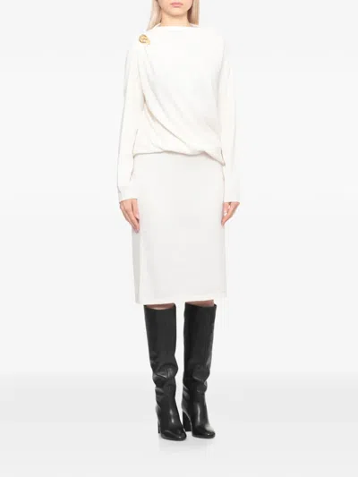 Fabiana Filippi Shoulder-detail Draped Midi Dress In White