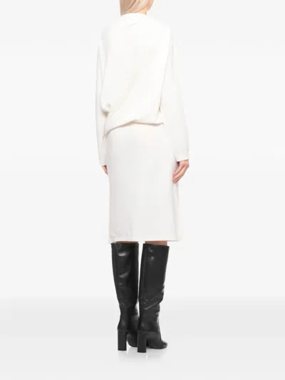 Fabiana Filippi Shoulder-detail Draped Midi Dress In White