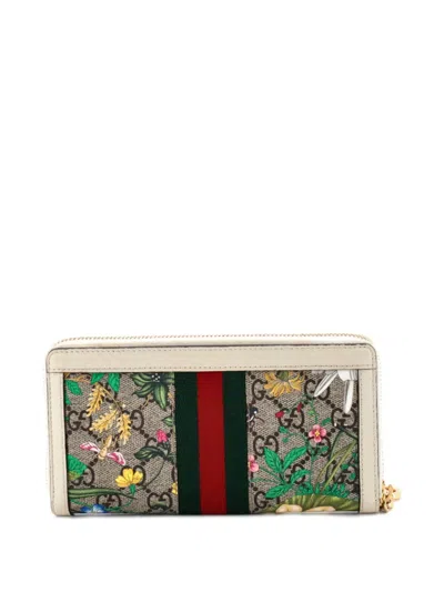 Pre-owned Gucci Ophidia Zip Around Wallet Flora Gg Coated Canvas Small Wallets In Multi
