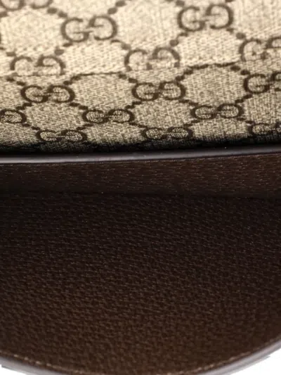 Pre-owned Gucci Blondie Flap Pocket Gg Coated Canvas Belt Bag In Brown