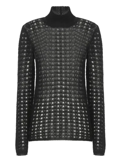 Fabiana Filippi Openwork-design Long-sleeve Sweater In Black
