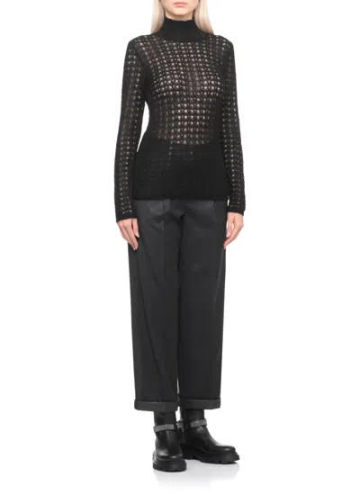 Fabiana Filippi Openwork-design Long-sleeve Sweater In Black
