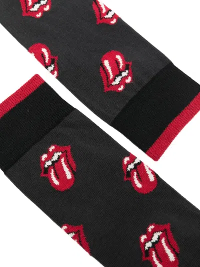 In The Box X The Rolling Stones Patterned Socks In Gray