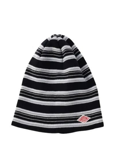 Danton Striped Logo-patch Beanie In Black