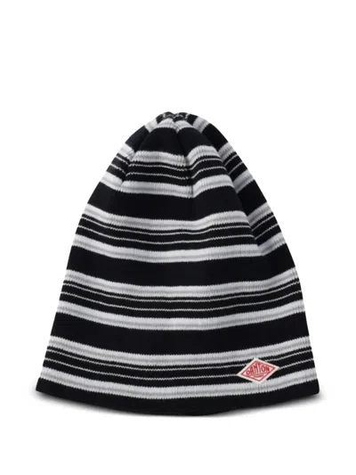 Danton Striped Logo-patch Beanie In Black
