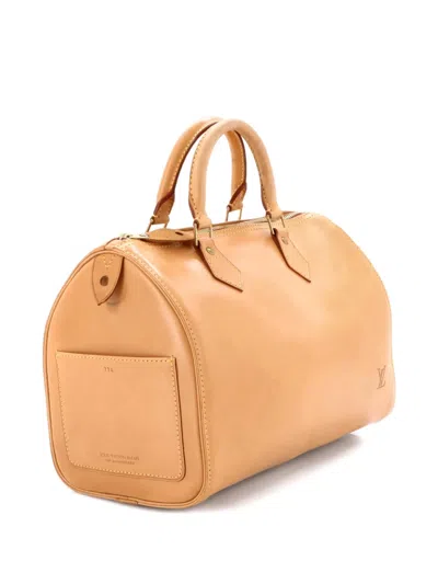 Pre-owned Louis Vuitton Speedy Handbag Nomade Leather 30 Satchel In Brown