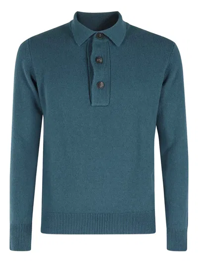 Filippo De Laurentiis Polo Manica Lunga Cashmere In Blue